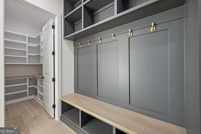 mudroom featuring light wood-style floors