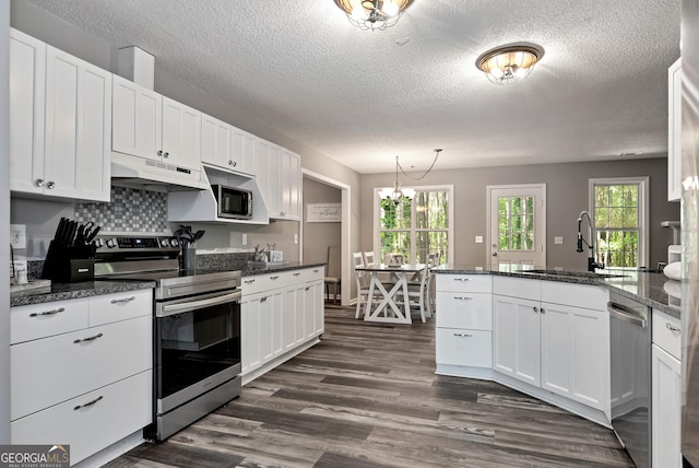 150 Buckeye Trails Dr, Commerce, GA 30530 - kitchen featuring a sink, stainless steel appliances, white cabinetry, and under cabinet range hood