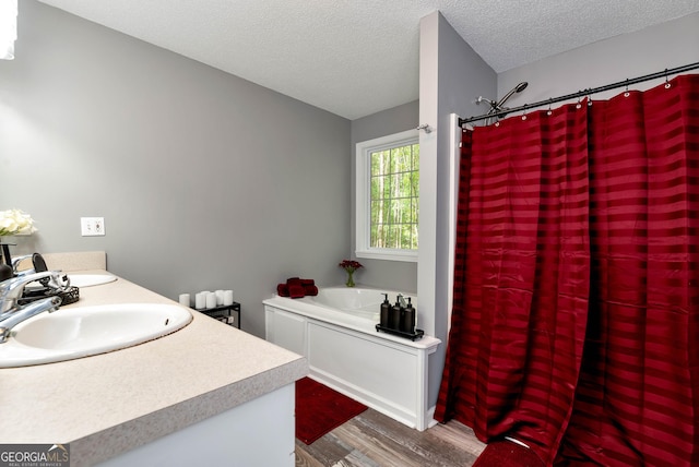 150 Buckeye Trails Dr, Commerce, GA 30530 - full bathroom with a textured ceiling, curtained shower, wood finished floors, and a bath