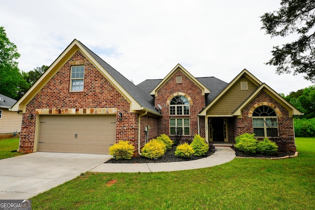 108 Hope Ln, Cedartown, GA 30125 - view of front of home featuring an attached garage, brick siding, driveway, and a front yard
