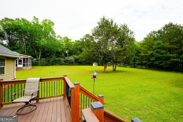 108 Hope Ln, Cedartown, GA 30125 - deck featuring a lawn and a sunroom
