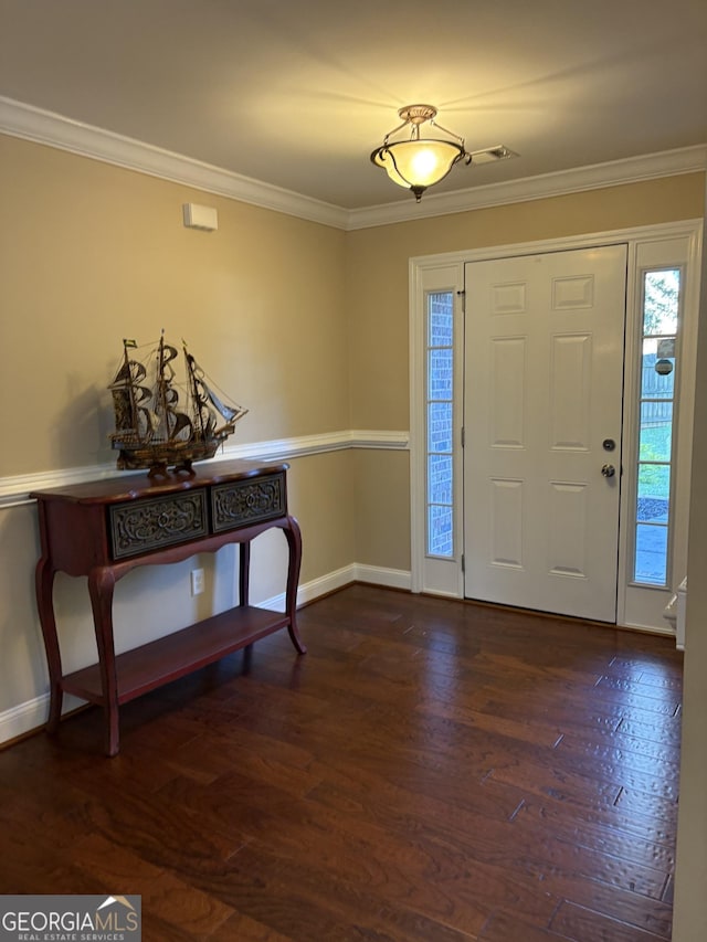 108 Hope Ln, Cedartown, GA 30125 - entryway with baseboards, crown molding, and dark wood-style floors