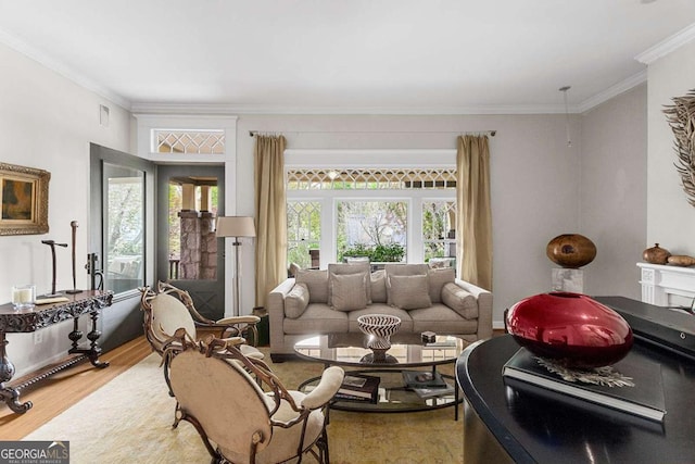 171 Westminster Dr NE, Atlanta, GA 30309 - living room featuring wood finished floors and crown molding