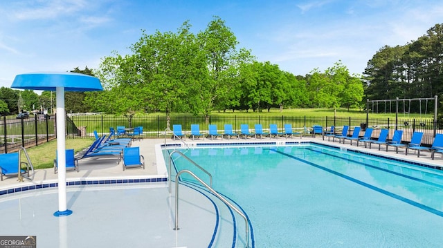 community pool with fence