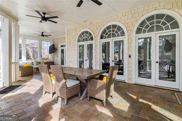 sunroom / solarium with french doors