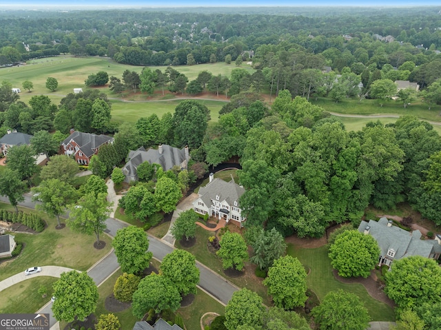 aerial view with a residential view and golf course view