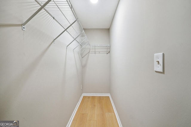 spacious closet featuring light wood-style flooring