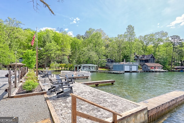 234 Raindance Ln, Clayton, GA 30525 - dock area featuring a water view and view of scattered trees