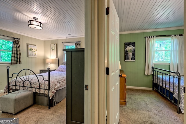 234 Raindance Ln, Clayton, GA 30525 - carpeted bedroom featuring crown molding, baseboards, and wood ceiling