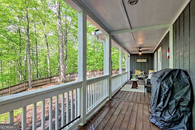 234 Raindance Ln, Clayton, GA 30525 - deck with ceiling fan and a porch