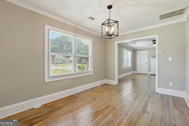 785 Alice St, Forest Park, GA 30297 - unfurnished dining area with a chandelier, visible vents, and light wood-style floors