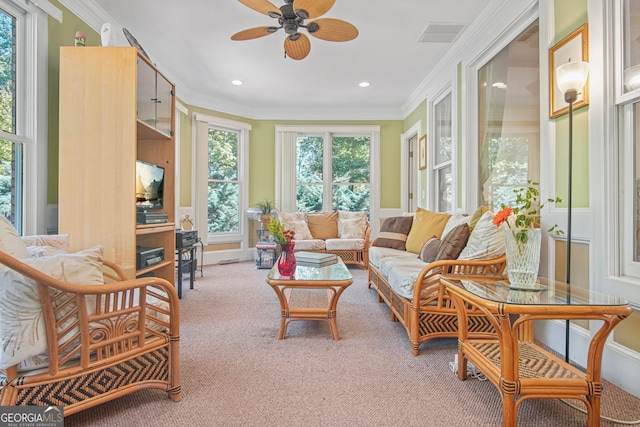 sunroom featuring visible vents