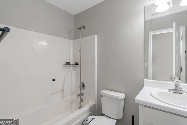 90 Heatherstone Way, Covington, GA 30016 - bathroom with vanity, bathtub / shower combination, toilet, and visible vents