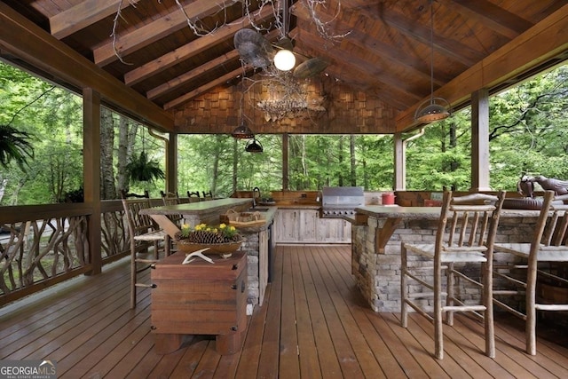360 Cascade Pt, Ellijay, GA 30540 - wooden deck with exterior kitchen and area for grilling
