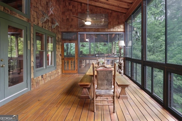 360 Cascade Pt, Ellijay, GA 30540 - sunroom / solarium with lofted ceiling, a ceiling fan, and plenty of natural light