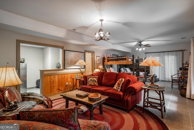 360 Cascade Pt, Ellijay, GA 30540 - living area with ceiling fan and a chandelier