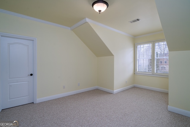 additional living space with carpet, visible vents, and baseboards