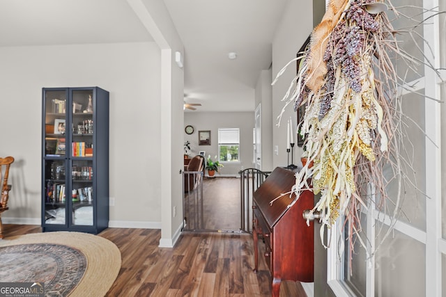 entrance foyer featuring baseboards and wood finished floors
