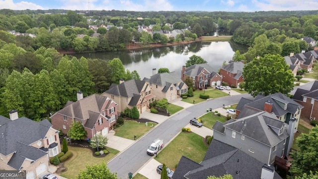 12892 Waterside Dr, Milton, GA 30004 - birds eye view of property with a water view and a residential view