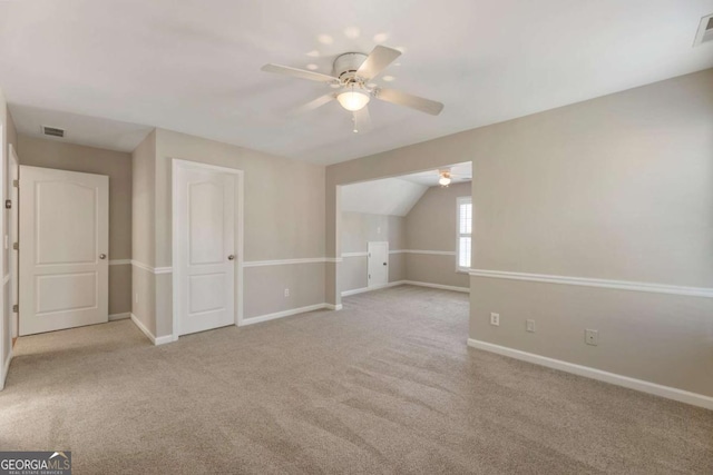 12892 Waterside Dr, Milton, GA 30004 - additional living space featuring visible vents, baseboards, ceiling fan, and carpet floors