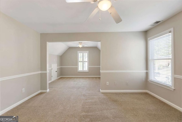 12892 Waterside Dr, Milton, GA 30004 - additional living space featuring visible vents, a ceiling fan, and carpet floors