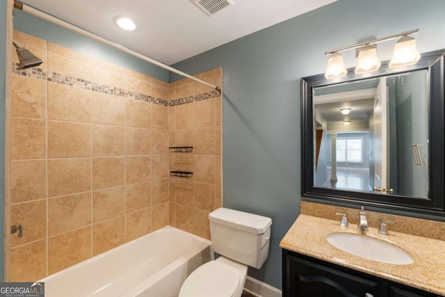12892 Waterside Dr, Milton, GA 30004 - full bath with visible vents, shower / bathing tub combination, toilet, and vanity