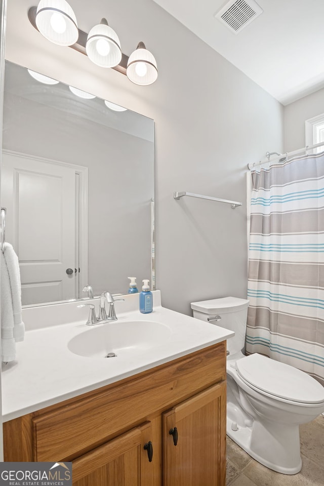 68 Timber Creek Estates Dr, Sharpsburg, GA 30277 - bathroom with visible vents, curtained shower, toilet, and vanity