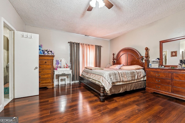 5022 Audubon Pl, Norcross, GA 30093 - bedroom featuring a textured ceiling, ceiling fan, and wood finished floors