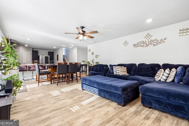 400 Toronto Cir, Hampton, GA 30228 - living room with recessed lighting, ceiling fan, and light wood-type flooring