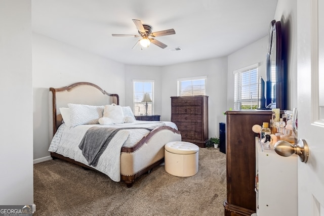400 Toronto Cir, Hampton, GA 30228 - bedroom featuring visible vents, carpet flooring, and ceiling fan