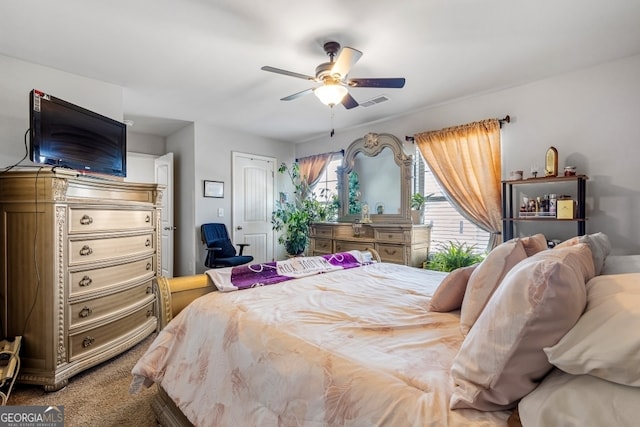 400 Toronto Cir, Hampton, GA 30228 - carpeted bedroom featuring a closet, a ceiling fan, and visible vents