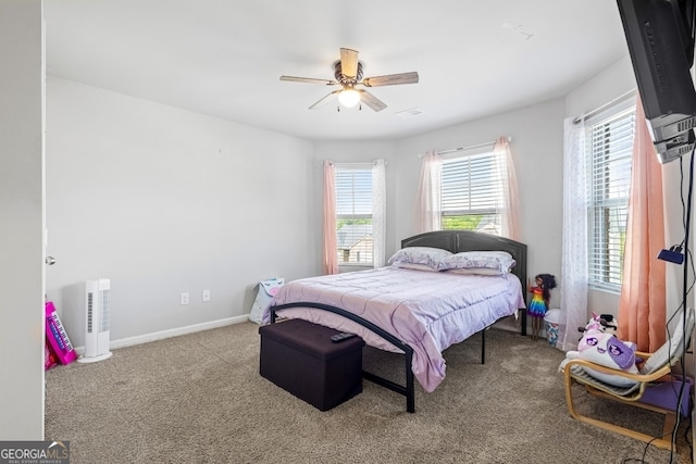 400 Toronto Cir, Hampton, GA 30228 - bedroom featuring a ceiling fan, baseboards, visible vents, and carpet