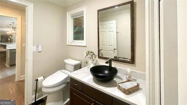 bathroom with toilet and vanity