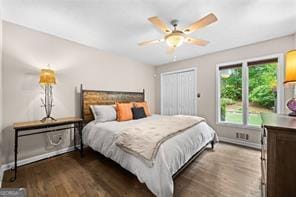 8190 Old Mill Dr, Gainesville, GA 30506 - bedroom featuring wood finished floors, baseboards, and a ceiling fan