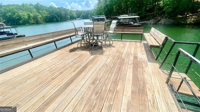 view of dock featuring a water view