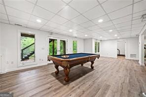 8190 Old Mill Dr, Gainesville, GA 30506 - rec room featuring healthy amount of natural light, pool table, wood finished floors, baseboards, and recessed lighting