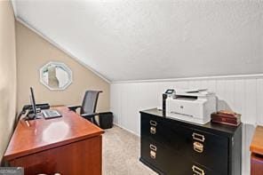 8190 Old Mill Dr, Gainesville, GA 30506 - office area featuring lofted ceiling and light colored carpet