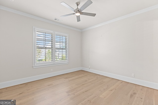 2824 Cork St, Braselton, GA 30517 - empty room with light wood-type flooring, baseboards, crown molding, and ceiling fan