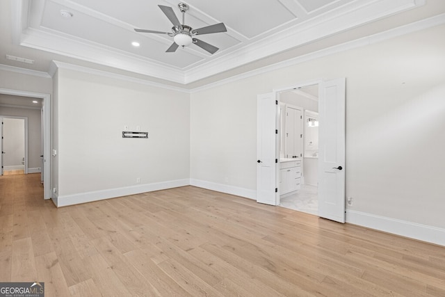 2824 Cork St, Braselton, GA 30517 - empty room featuring ornamental molding, a ceiling fan, light wood-style floors, baseboards, and recessed lighting