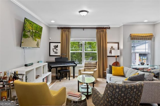 1365 Memorial Dr SE Unit # 12, Atlanta, GA 30317 - living area with plenty of natural light, crown molding, recessed lighting, and wood finished floors