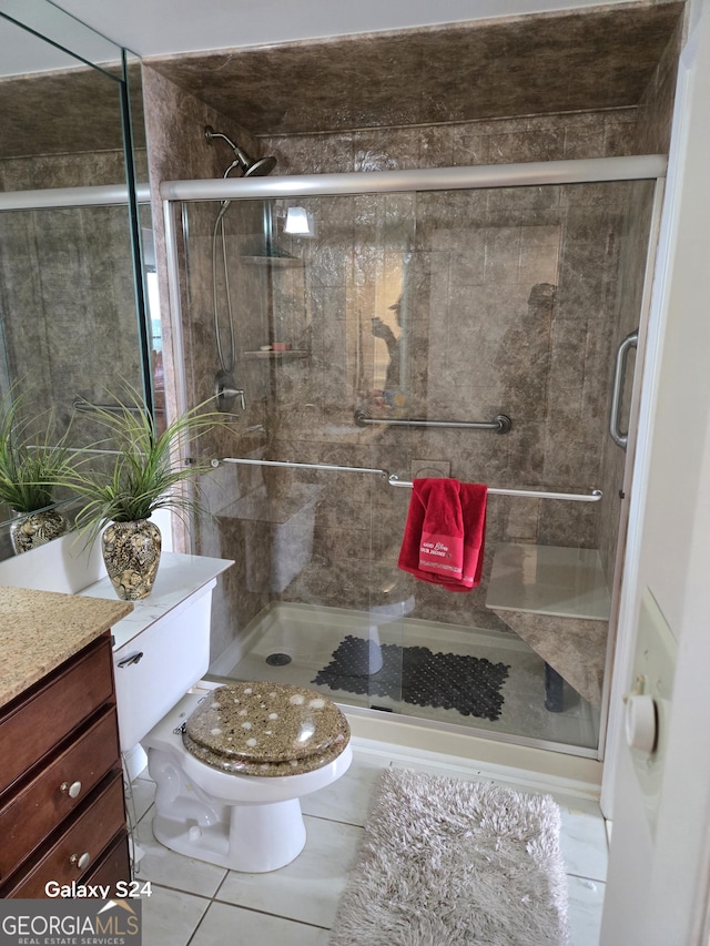 1280 W Peachtree St NW Apt 2606, Atlanta, GA 30309 - full bathroom with a stall shower, tile patterned flooring, and vanity