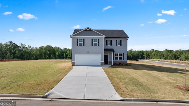 252 Kennelsman Dr, Griffin, GA 30224 - view of front of property with board and batten siding, an attached garage, driveway, and a front lawn
