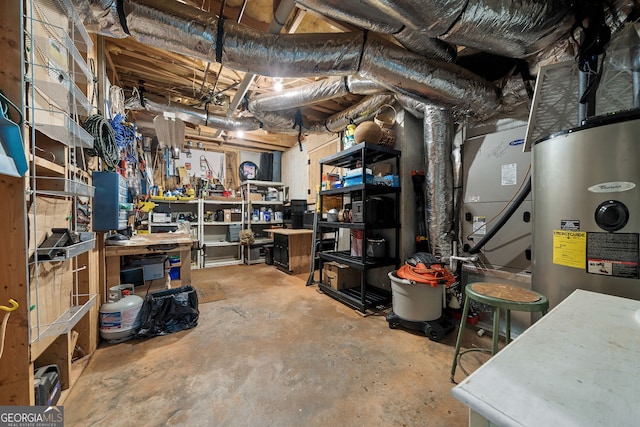 945 Sandy Run Dr, Sparta, GA 31087 - unfinished below grade area with heating unit and electric water heater