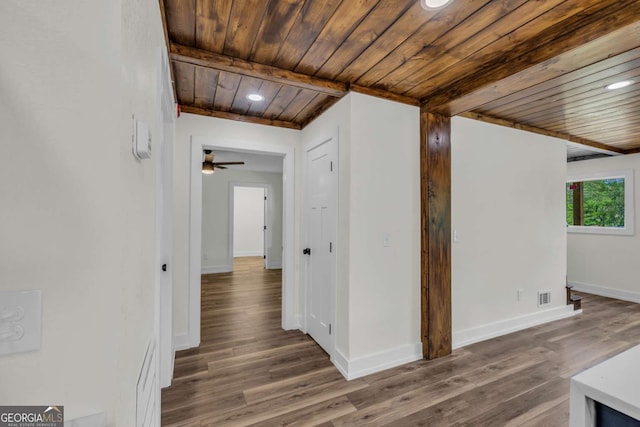 233 Bradshaw Rd, Hiawassee, GA 30546 - corridor featuring wood ceiling, wood finished floors, and recessed lighting