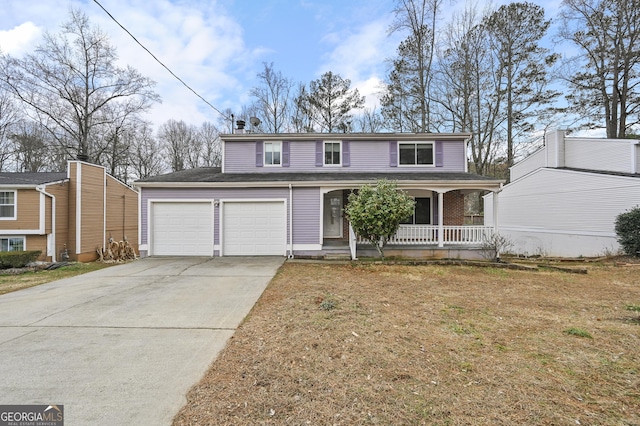 4608 Rosemear Ct, Norcross, GA 30093 - traditional-style home with a porch, a garage, and concrete driveway