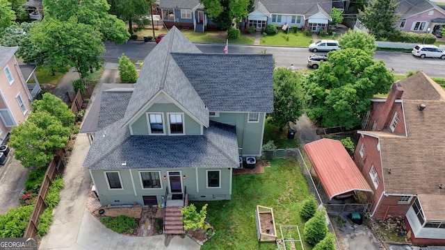 aerial view with a residential view