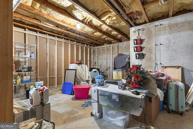 view of unfinished basement