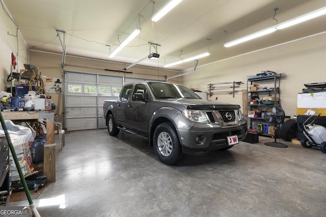 garage with a garage door opener