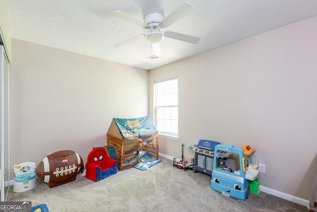 314 Meadows Ln, Canton, GA 30114 - playroom with baseboards, carpet flooring, and ceiling fan