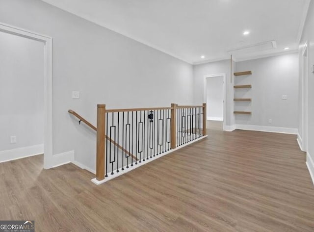 3312 Mill Forest Dr, Conyers, GA 30094 - corridor with baseboards, recessed lighting, wood finished floors, and an upstairs landing